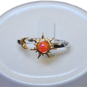Sterling Silver Sun Moon Spinner Ring Opalite Adjustable Fidget Ring NWT